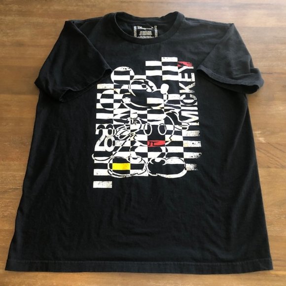 Mickey Mouse Black Multi Color 100% Organic Cotton Tee Shirt- Disney Store Med M - Picture 1 of 4